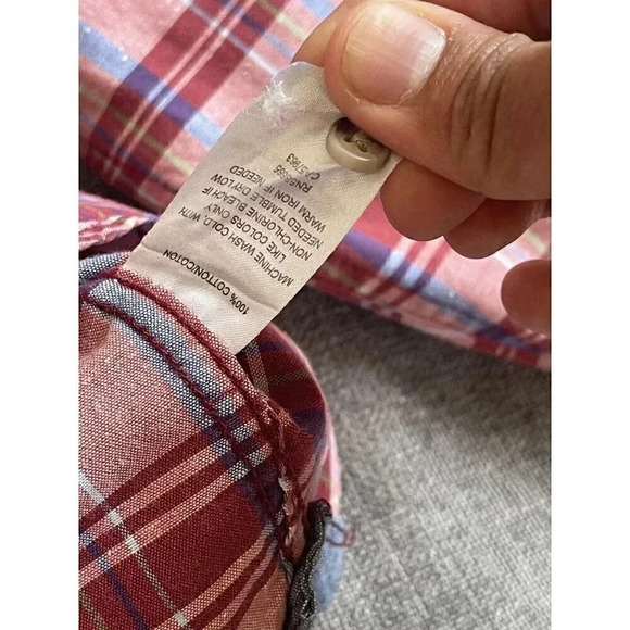 1901 Nordstrom‎ Men’s Polo L Plaid Red Button Down Shirt Long Sleeve 100% Cotton - Picture 6 of 7